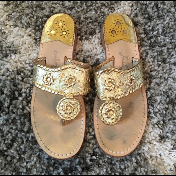 Jack Rogers Gold Sandals - Picture 1 of 3